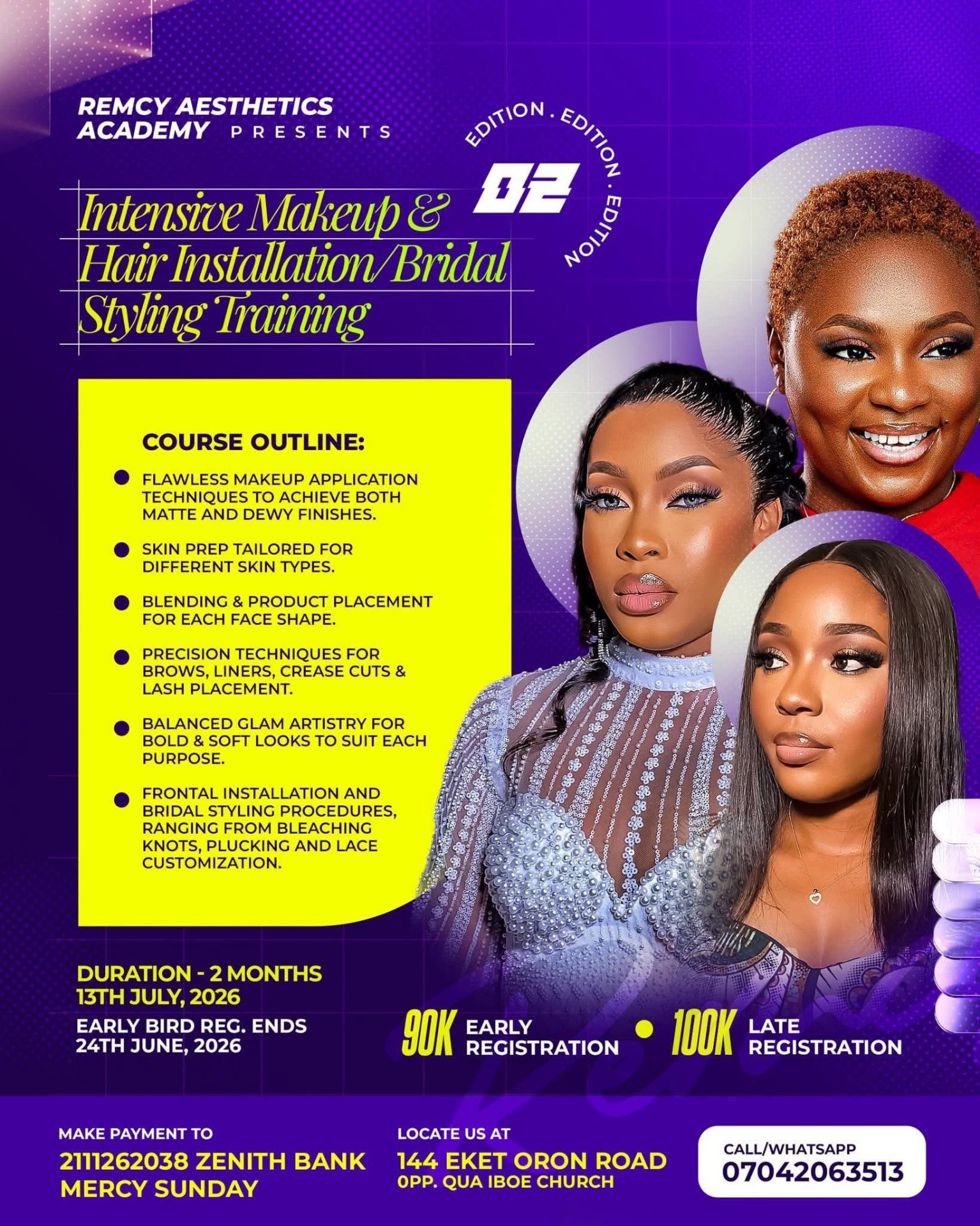 Remcy Aesthetics Academy flyer for Intensive Makeup and Hair Installation / Bridal Styling Training Edition 02