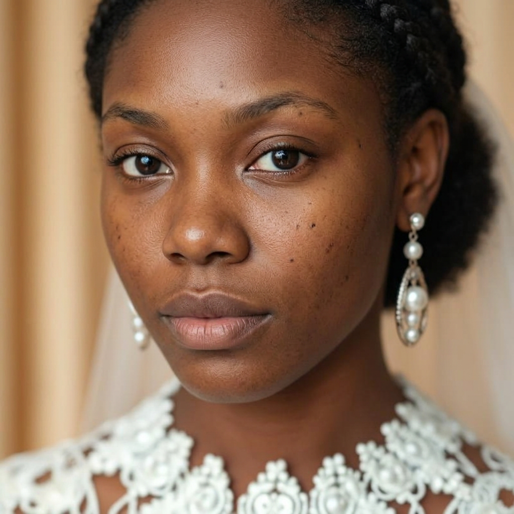Nigerian bride before makeup with bare, natural skin