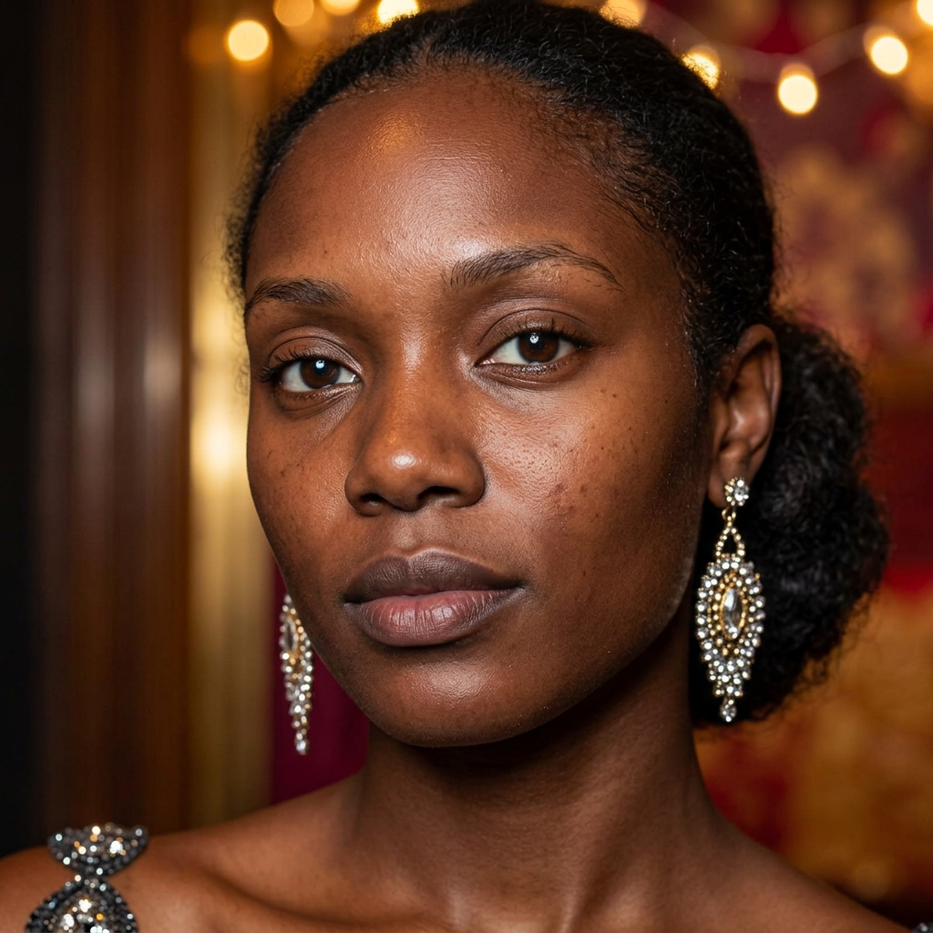 Nigerian woman before event makeup with natural skin