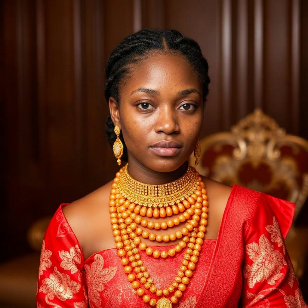 Nigerian woman before traditional wedding makeup and gele